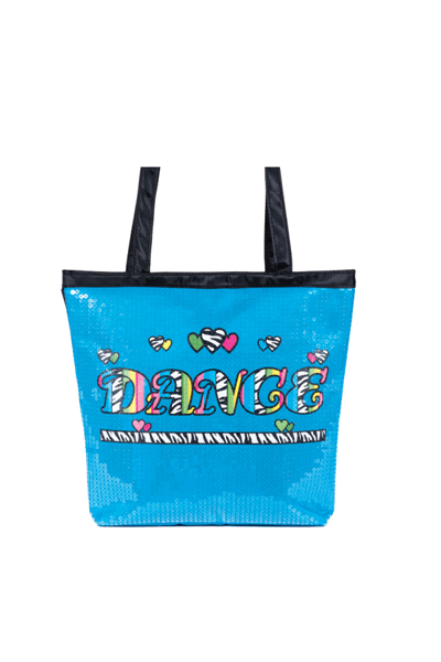 Picture of Dasha Designs Neon Zebra Tote Dance Bag Turquoise