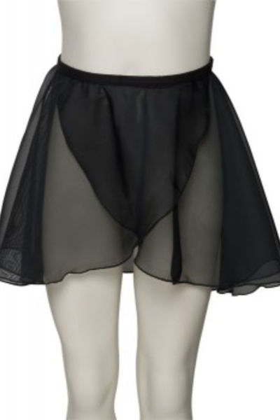 black mock wrap skirt