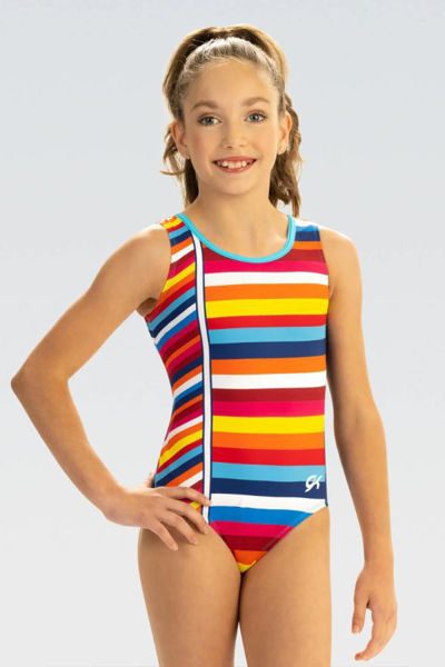 bright striped gymnastics leotard girls 