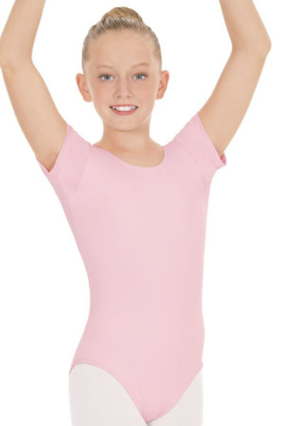 pink short sleeved leotard girls