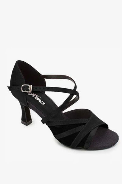 black strappy ballroom latin dance shoe