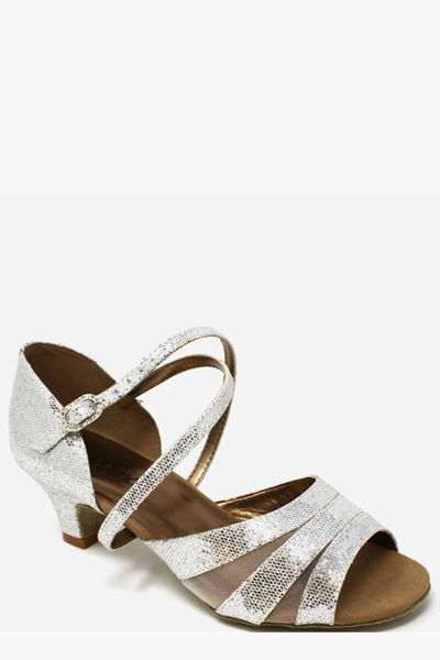 silver sparkly latin ballroom dance shoe