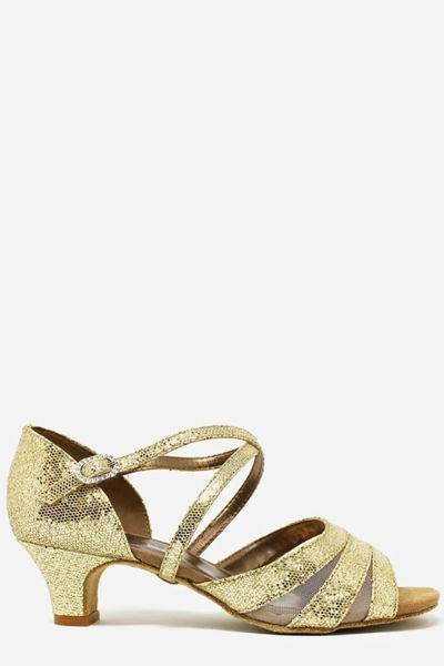 gold sequin latin ballroom dance shoe