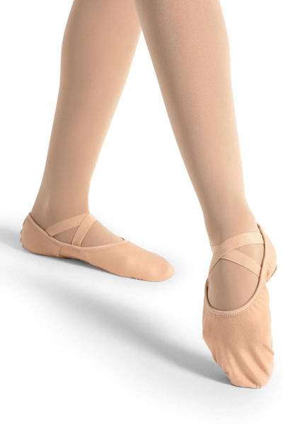 Nude split sole canvas ballet shoes