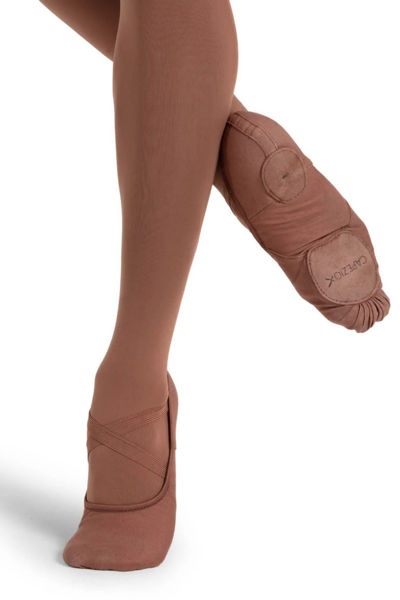 mocha split sole canvas ballet shoes