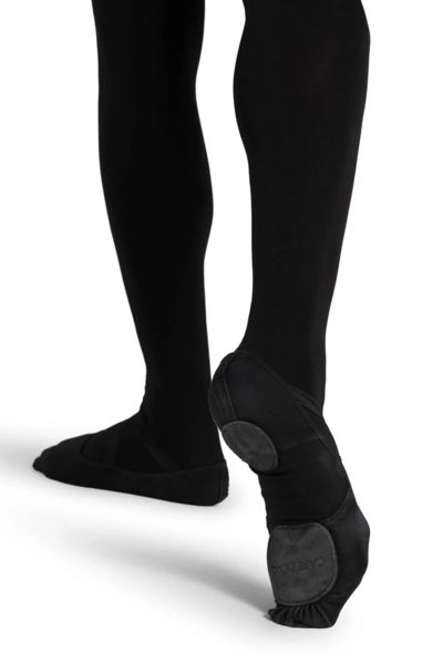 Black canvas split sole ballet shoes