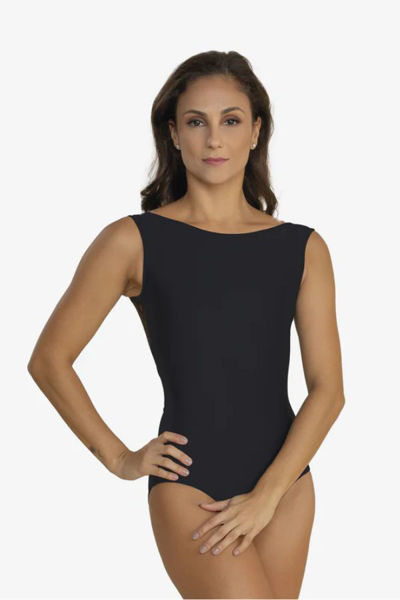 fancy dance leotard lace back boat neck black 